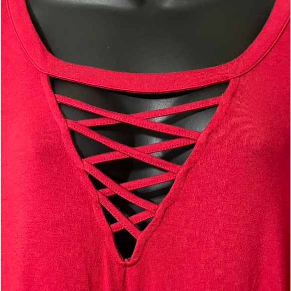 🌟SALE🌟🌺TORRID SUPER SOFT KNITS Choker Criss Cross Front Babydoll Top🌺 - Picture 3 of 16